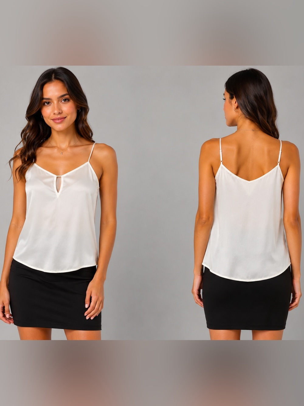 Express White Satin V-Neck Keyhole Camisole